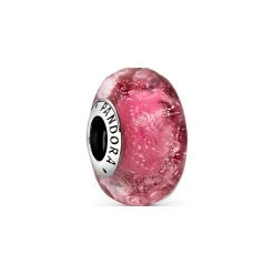 Pandora Charm Moments Wellenförmiges Lachsfarbenes Murano-Glas