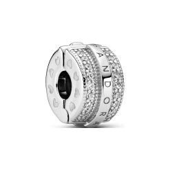 Pandora Charm Signature Funkelnde Pavé-Reihen & Logo Clip